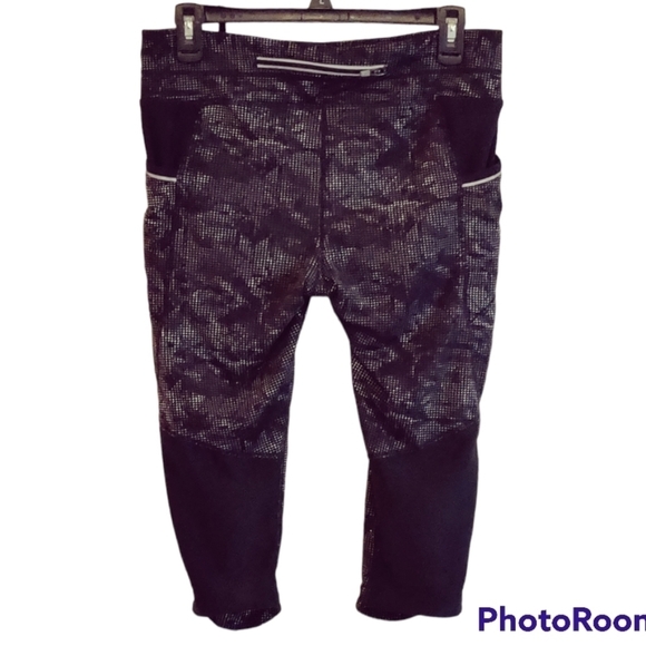 Athleta athletic cropped leggings size medium black and gray - Picture 2 of 8